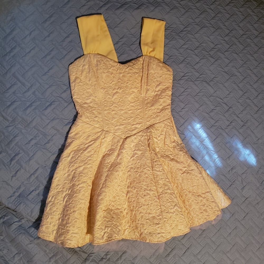 Princess Belle Cosplay Halloween Gold Dress